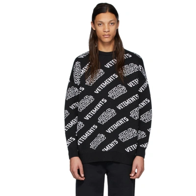 Vetements X Star Wars Logo Print Sweater In Black / Whi