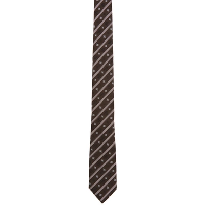 Fendi Brown Stripe Karligraphy Tie In F0ww4 Brwn