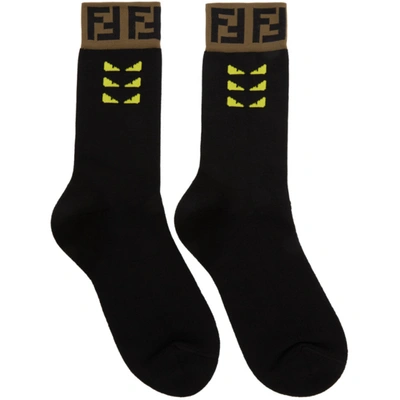 Fendi Monogram Detail Socks In F0748 Blk Y