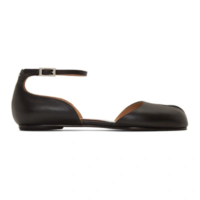 Maison Margiela Tabi Ankle Strap Ballerina Shoes In Black