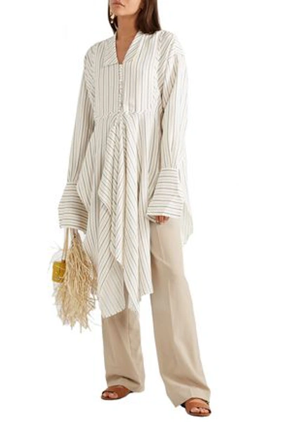 Jw Anderson Draped Striped Woven Tunic In Ivory