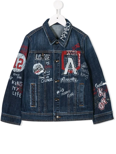 Dolce & Gabbana Kids' Customised Denim Jacket In Blue