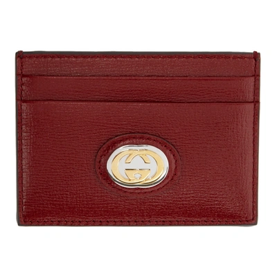 Gucci Red Interlocking G Card Holder In 6638 Cherry