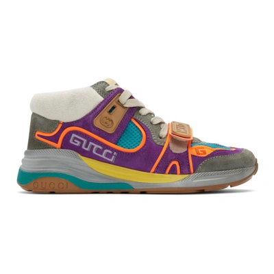 Gucci Purple & Blue Ultrapace Mid-top Sneakers In 1563 Grey
