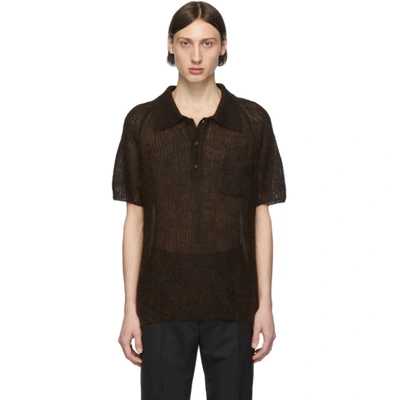 Maison Margiela Brown Open Knit Polo In 142m Brown