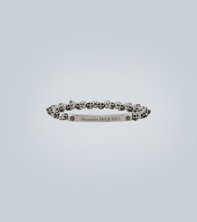 Alexander Mcqueen Skull Beaded Silver-tone Bracelet