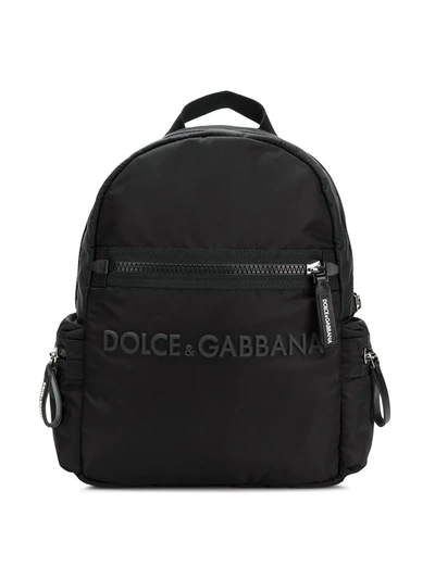 Dolce & Gabbana Kids' Logo Backpack In Black