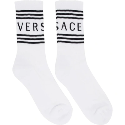 Versace 白色徽标中筒袜 In I4d1 White