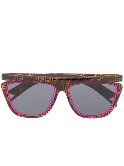 Fendi Women's Ff 55mm Square Logo & Neon Sunglasses In Pink