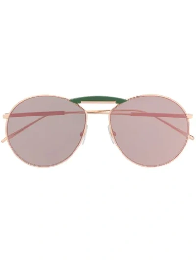 Fendi Round Frame Sunglasses In F160o Gold Copper