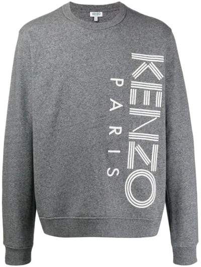 Kenzo Logo Print Sweatshirt In Grey,white