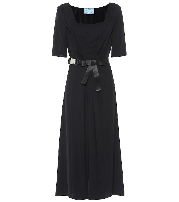 black belted midi dress