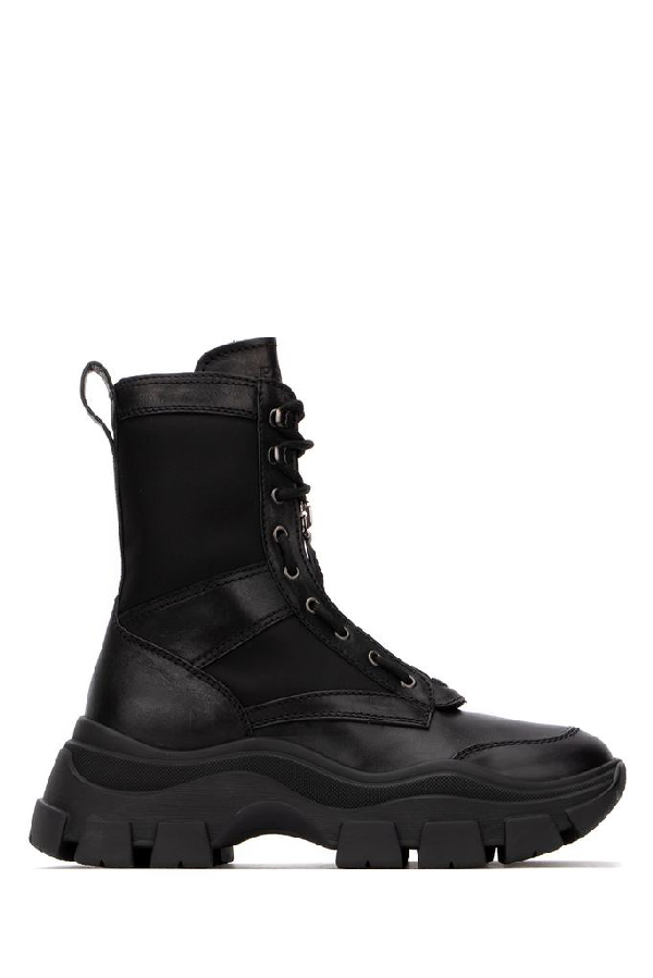 prada black chunky sole combat boots