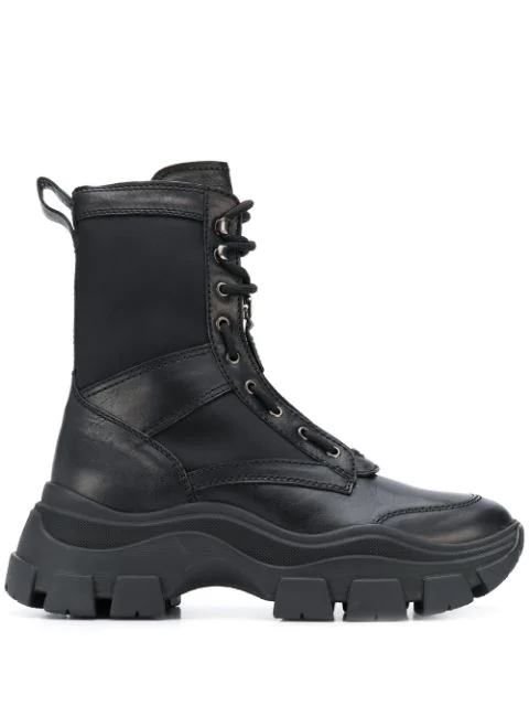 Prada Chunky Sole Combat Boots In Black | ModeSens