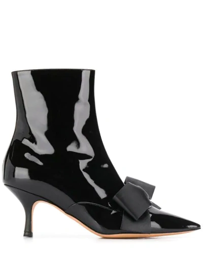 Rochas Bow Detail Ankle Boots In Black
