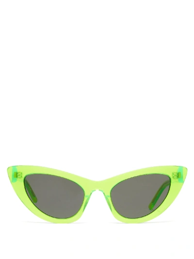 Saint Laurent Cat-eye Transparent-acetate Sunglasses In Green