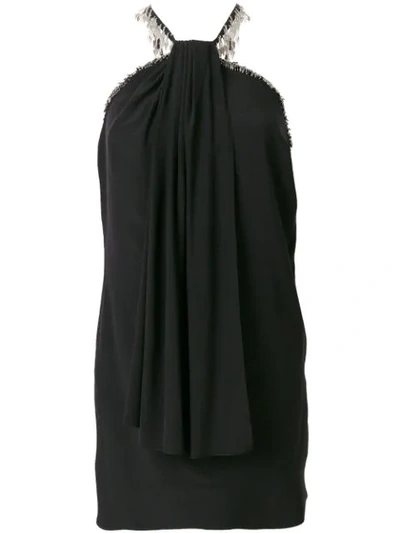 sachin and babi light blue dress Saint Laurent Halter-neck Fitted Dress In Black