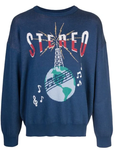 Just Don Stereo Print Sweatshirt In Blue