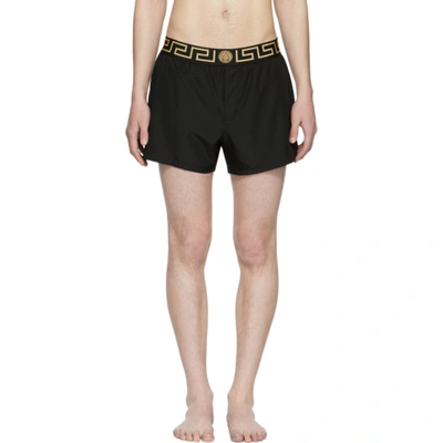 Versace Black Greek Key Medusa Swim Shorts