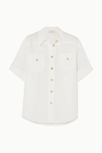 Zimmermann Safari Patch-pocket Voile Shirt In Ivory