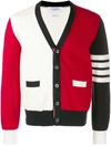 Thom Browne 4-bar V-neck Cardigan In White