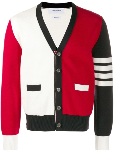 Thom Browne 4-bar V-neck Cardigan In White