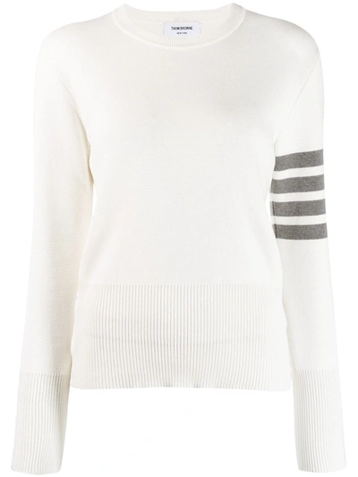 Thom Browne 4-bar Stripe Crew-neck Jumper In White