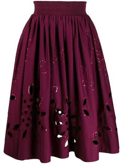 Pucci Broderie Anglaise High-waisted Skirt In Purple