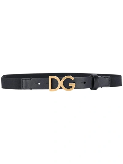 Dolce & Gabbana Teen Dg Buckle Belt In Black