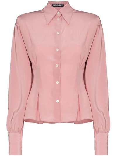 Dolce & Gabbana Square-shoulder Buttoned Shirt In Pink