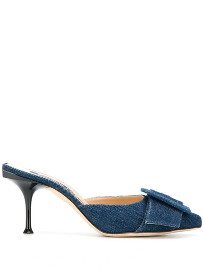 Sergio Rossi Sr Milano Mules In Blue