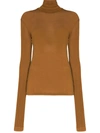 Totême Fitted Thermal Turtleneck Jumper In Brown