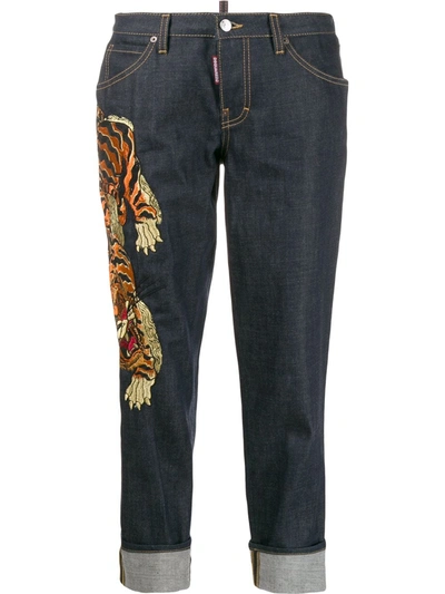 Dsquared2 Hockney Denim Jeans W/tiger Patch