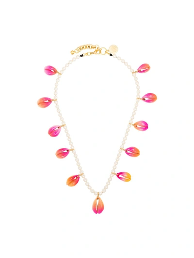 Venessa Arizaga Gold-plated Summer Shells Pearl Necklace In Pink