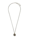 Saint Laurent Turquoise Ring Pendant Necklace In Silver