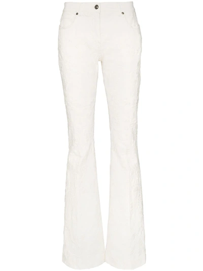 Etro Embroidered Stretch High-rise Flared-leg Jeans In White