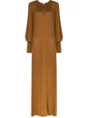 Totême Anville Bell Sleeve Maxi Dress In Brown