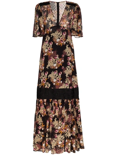 Bytimo Floral Print Flared Dress In Black