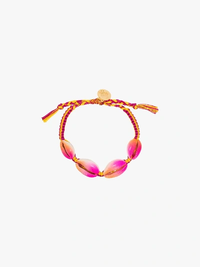 Venessa Arizaga Pink And Yellow Fantasea Braided Shell Bracelet