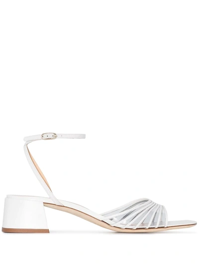 By Far 40mm Anna Plexi & Leather Sandals In White