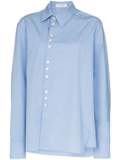 Delada Blue Off-centre Button Placket Cotton Shirt