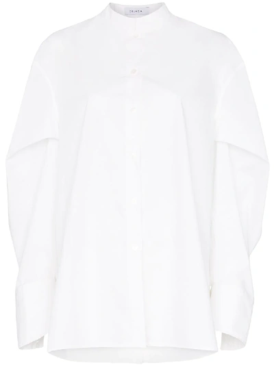 Delada Pouf Sleeve Cotton Shirt In White