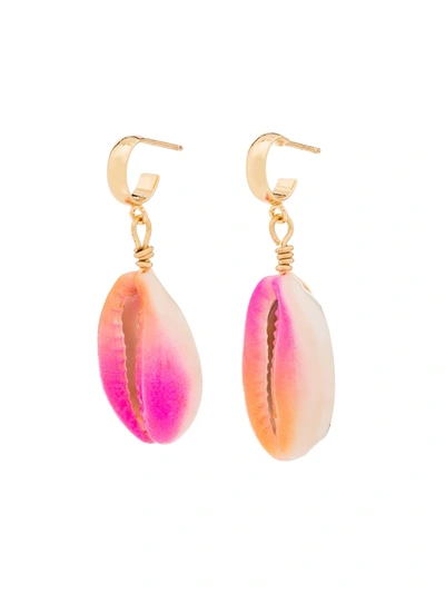 Venessa Arizaga Gold-plated Summer Shell Drop Earrings In Pink
