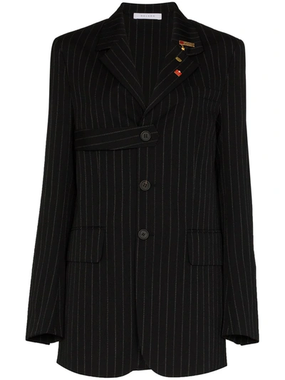 Delada Single-breasted Chalk-striped Wool Blazer In Black
