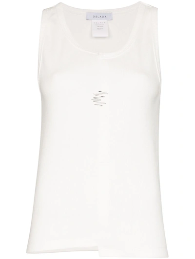 Delada Button-up Cotton Tank Top In White
