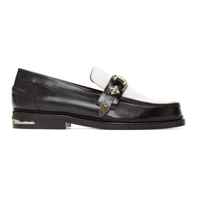 Toga Virilis Black And White Embellished Leather Loafers