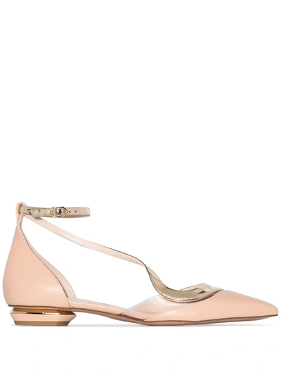Nicholas Kirkwood Gold And Nude Side Cutout Leather Pumps In Neutrals