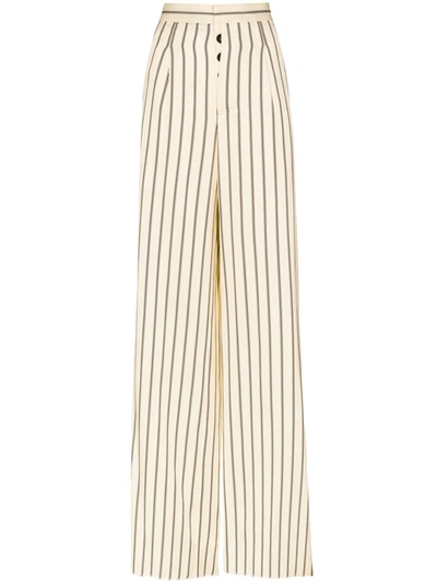 Ben Taverniti Unravel Project Striped Wide Leg Trousers In Neutrals