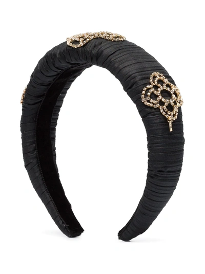 Rosantica Black Spiga Crystal Flower Headband