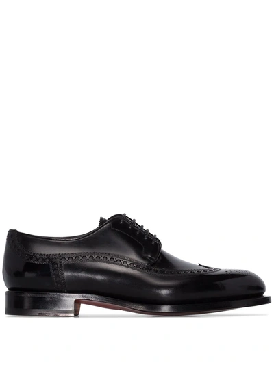 Santoni Black Classic Leather Brogues